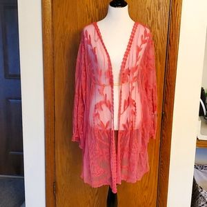 Davi & Dani 1XL/2XL MULBERRY Sheer Cover Up kimono NEW